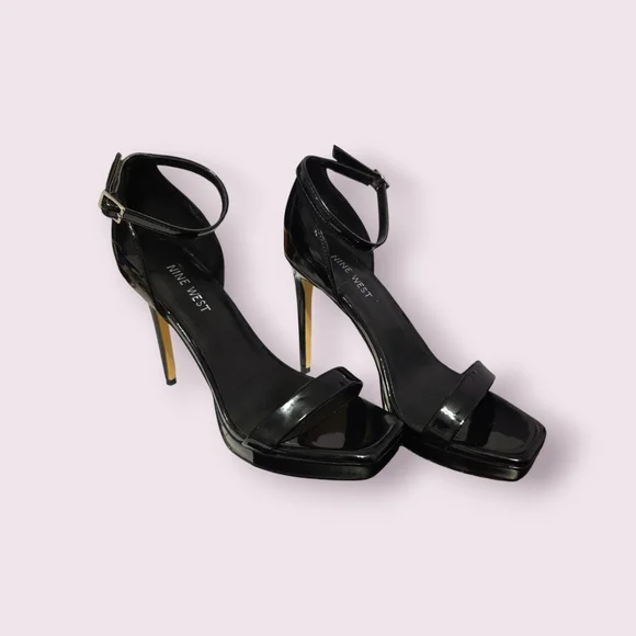 Nine West Black Ankle Strap Heels, Size 7.5 - Picture 1 of 6